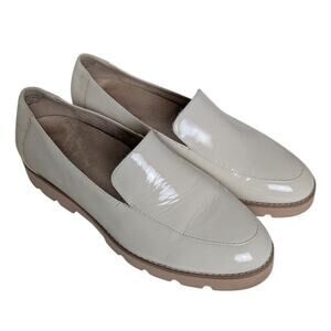 Vionic Kensley Patent Leather Loafers Slip On Shoes Cream 8 WIDE
